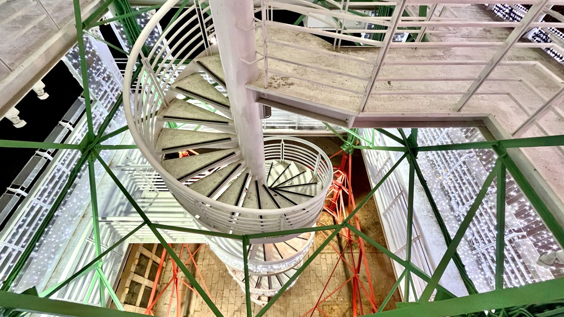 Looking down the spiral staircase from the top.