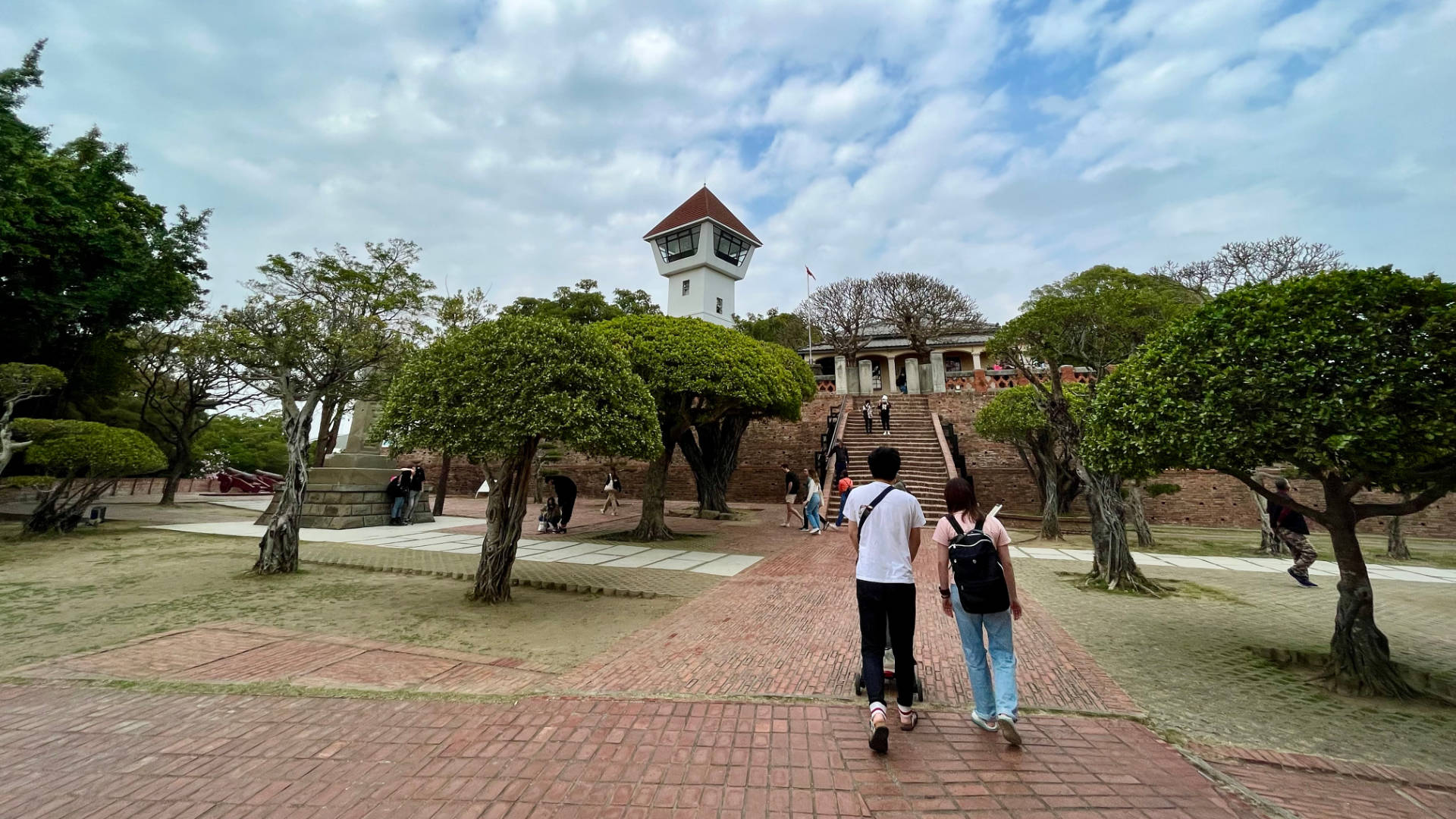 The grounds of Anping Old Fort, with the fort structure visible in the distance.