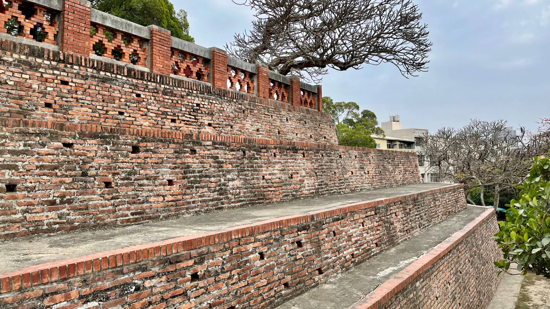 The layered brick walls of Anping Old Fort.