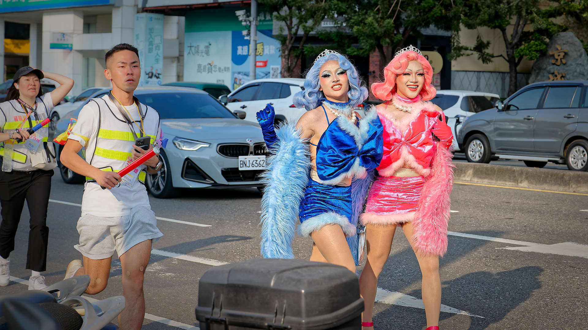 People in costume in the Kaohsiung Pride parade.