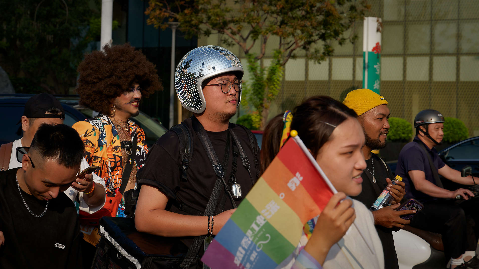 People walking in the Kaohsiung Pride parade.