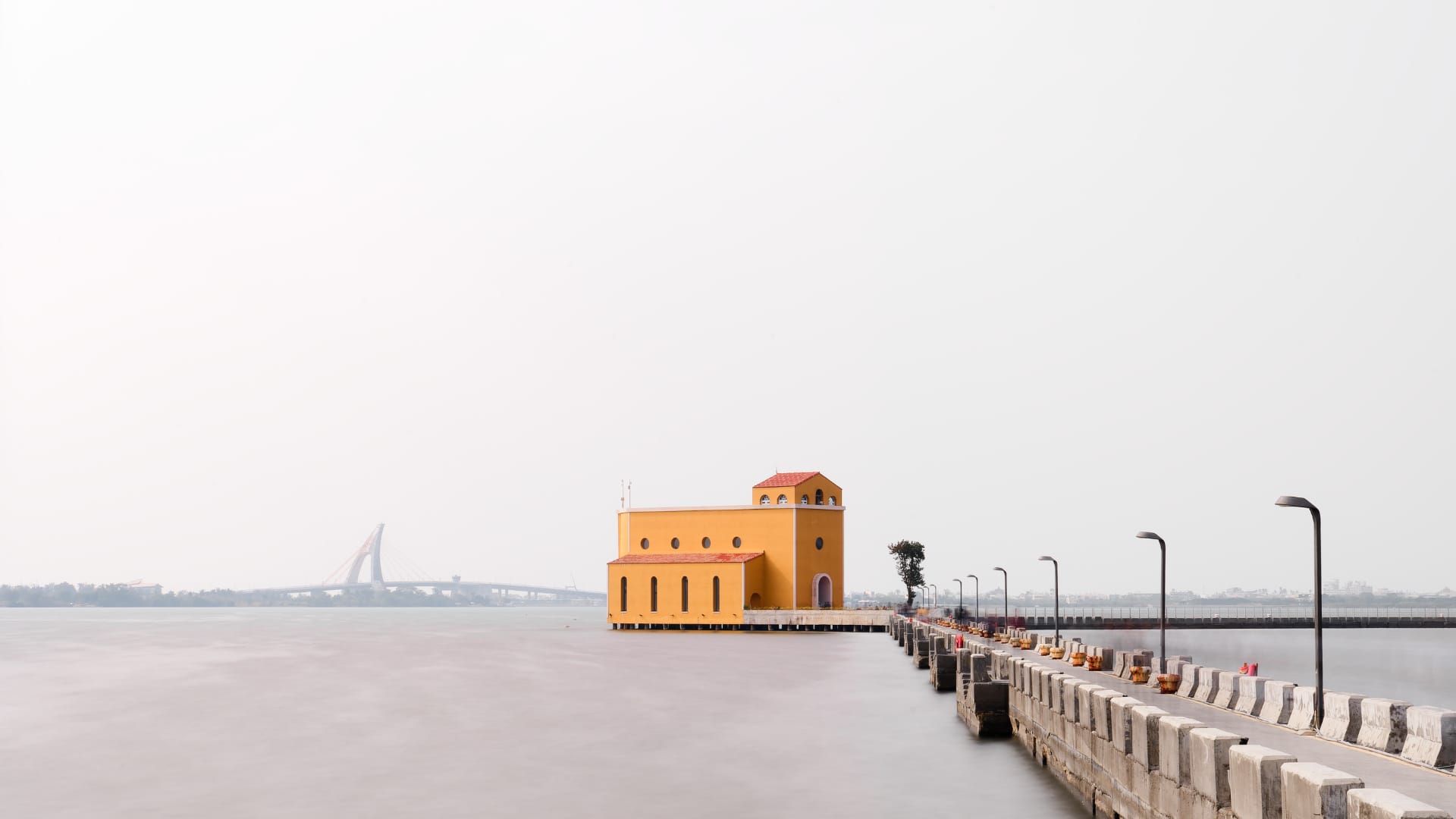 The Maritime Building in the middle of the Dapeng Bay.