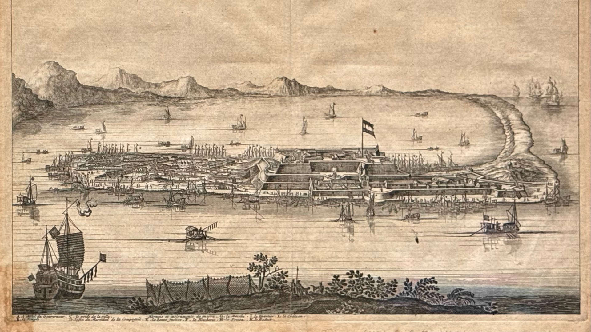 Photograph of an old map of Fort Zeelandia, Tainan.
