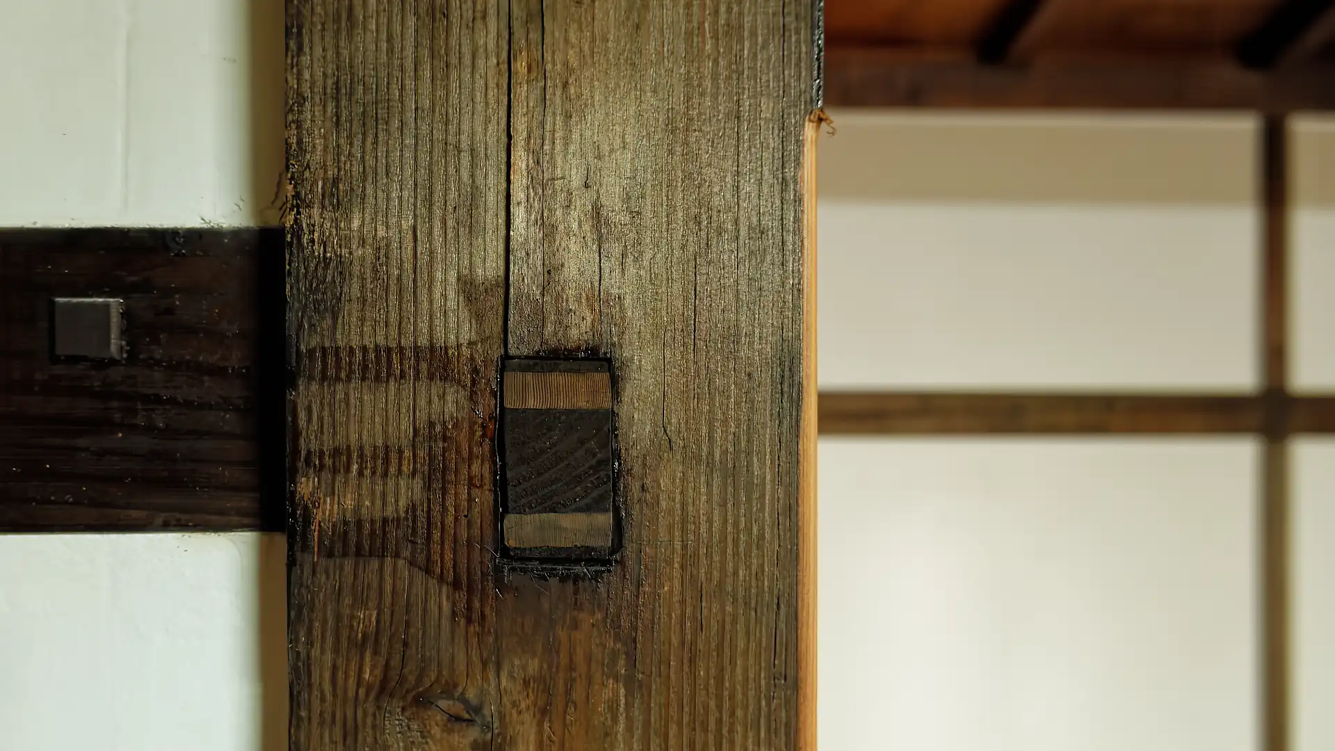 Close-up of wooden joinery in ‘A Book Wooden House’.