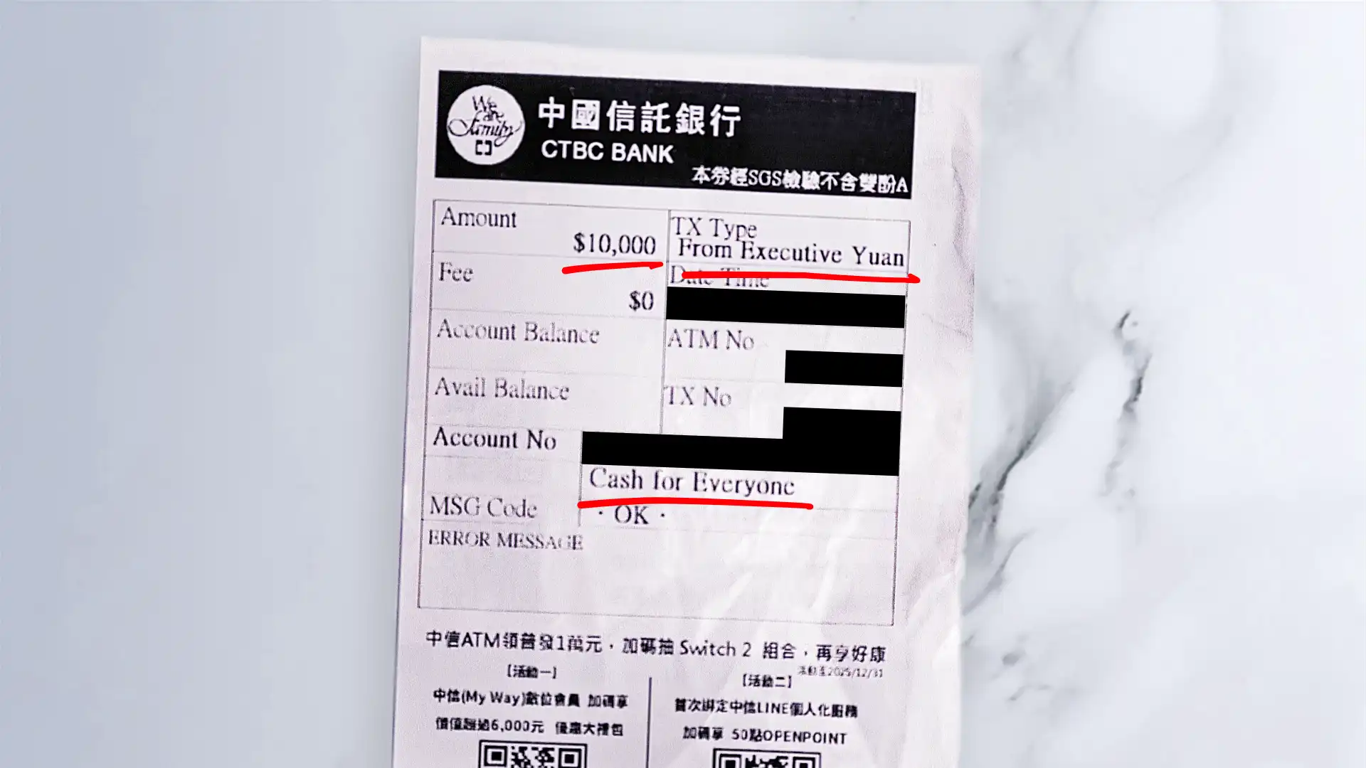 The Taiwanese government gave me $10,000*